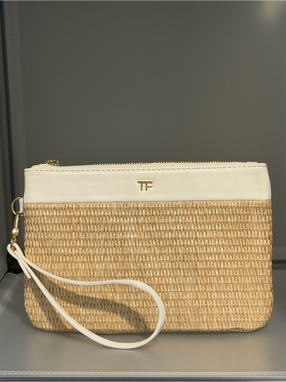 Tom Ford White and Natural Straw Wristlet Clutch - Picture 4 of 6